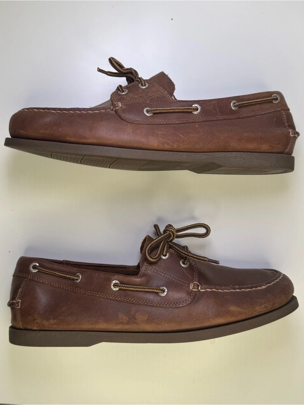 Dockers Mens Vargas Loafers Brown Leather Classic Lace Up Boat Shoes Size 11.5W